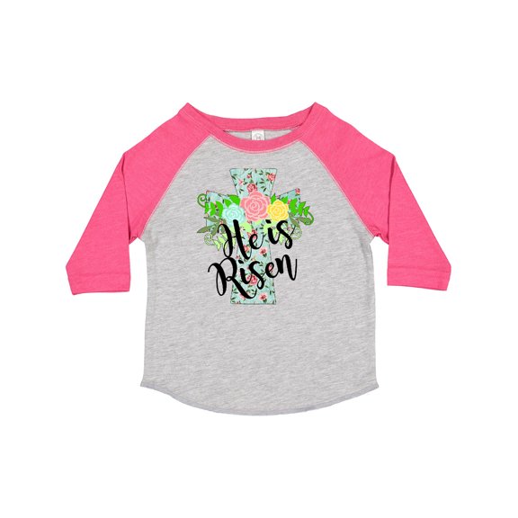 Inktastic He is Risen Floral Print Cross with Beautiful Flowers Boys or Girls Toddler T-Shirt