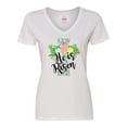 thumbnail image 1 of Inktastic He is Risen Floral Print Cross with Beautiful Flowers Women's V-Neck T-Shirt, 1 of 5