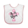 thumbnail image 1 of Inktastic He is Risen Pink Plaid Cross Boys or Girls Baby Bib, 1 of 4