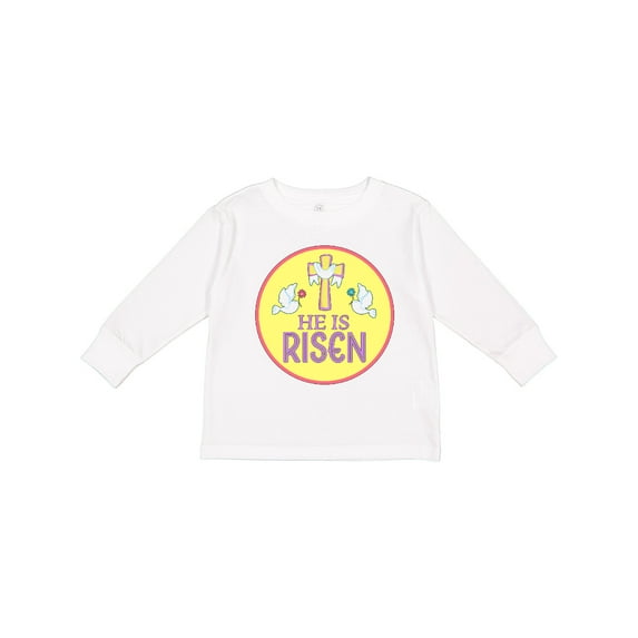 Inktastic He is Risen for Easter Boys or Girls Long Sleeve Toddler T-Shirt
