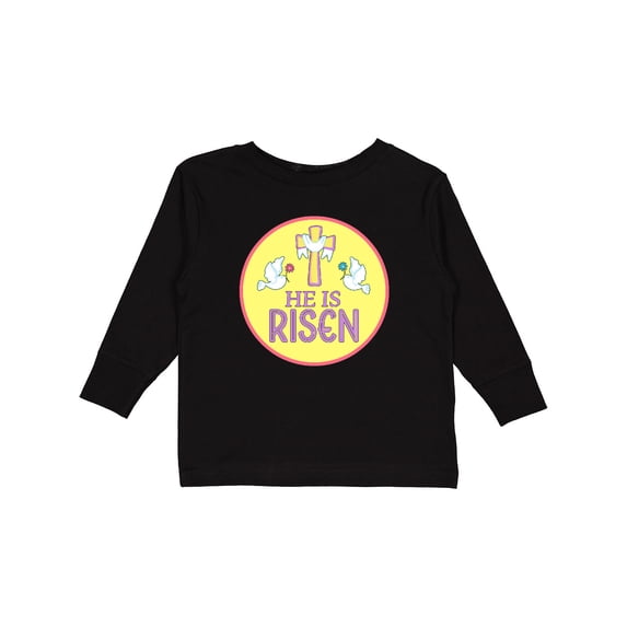 Inktastic He is Risen for Easter Boys or Girls Long Sleeve Toddler T-Shirt