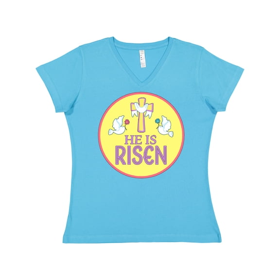Inktastic He is Risen for Easter Women's V-Neck T-Shirt