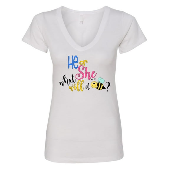 Inktastic He or She What Will It Be? Women's V-Neck T-Shirt