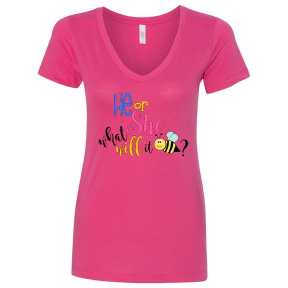 Inktastic He or She What Will It Be? Women's V-Neck T-Shirt
