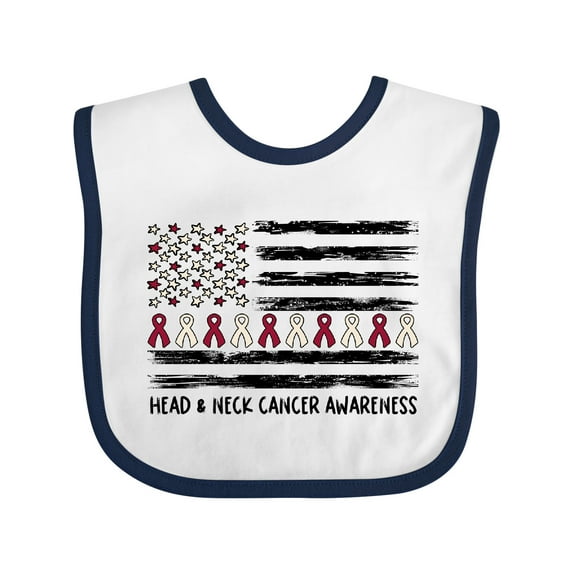 Inktastic Head and Neck Cancer Awareness- Flag and Ribbon Boys or Girls Baby Bib
