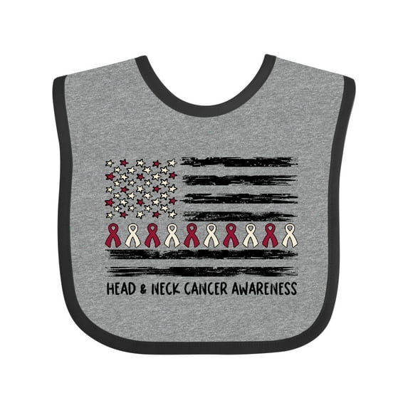 Inktastic Head and Neck Cancer Awareness- Flag and Ribbon Boys or Girls Baby Bib