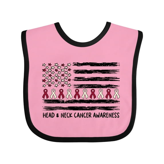Inktastic Head and Neck Cancer Awareness- Flag and Ribbon Boys or Girls Baby Bib