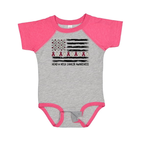 Inktastic Head and Neck Cancer Awareness- Flag and Ribbon Boys or Girls Baby Bodysuit
