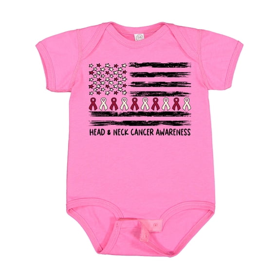 Inktastic Head and Neck Cancer Awareness- Flag and Ribbon Boys or Girls Baby Bodysuit
