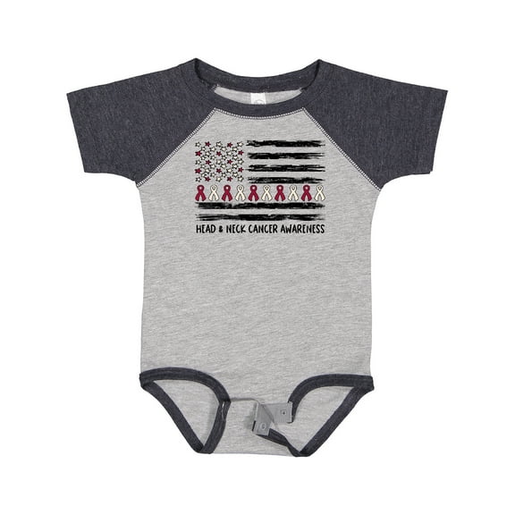 Inktastic Head and Neck Cancer Awareness- Flag and Ribbon Boys or Girls Baby Bodysuit