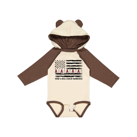Inktastic Head and Neck Cancer Awareness- Flag and Ribbon Boys or Girls Long Sleeve Baby Bodysuit