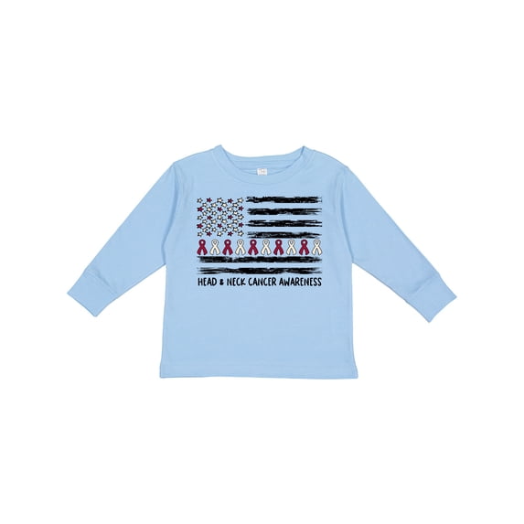 Inktastic Head and Neck Cancer Awareness- Flag and Ribbon Boys or Girls Long Sleeve Toddler T-Shirt