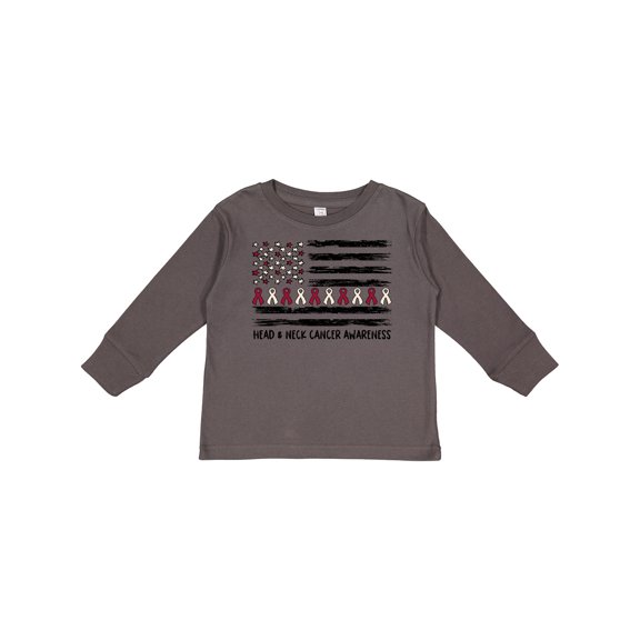Inktastic Head and Neck Cancer Awareness- Flag and Ribbon Boys or Girls Long Sleeve Toddler T-Shirt
