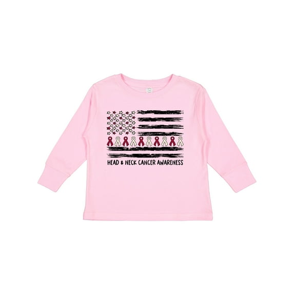 Inktastic Head and Neck Cancer Awareness- Flag and Ribbon Boys or Girls Long Sleeve Toddler T-Shirt