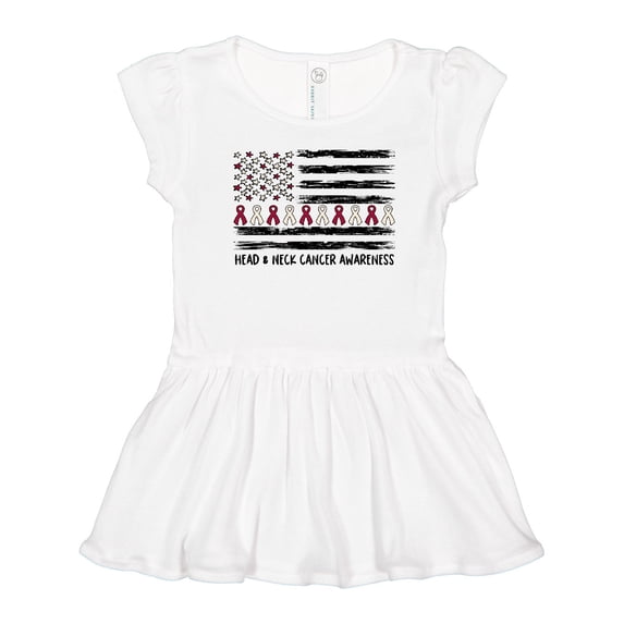 Inktastic Head and Neck Cancer Awareness- Flag and Ribbon Girls Toddler Dress