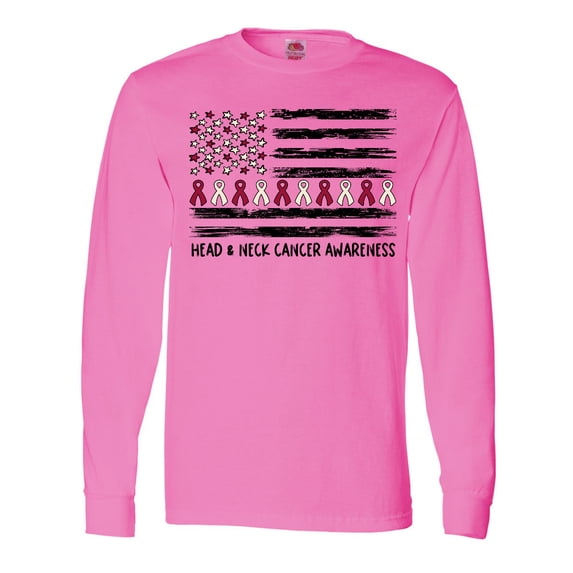 Inktastic Head and Neck Cancer Awareness Flag and Ribbon Long Sleeve T-Shirt