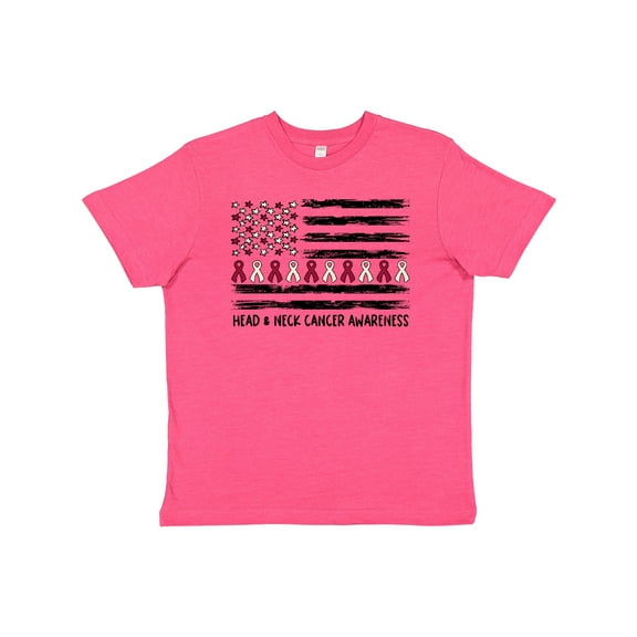 Inktastic Head and Neck Cancer Awareness- Flag and Ribbon Youth T-Shirt
