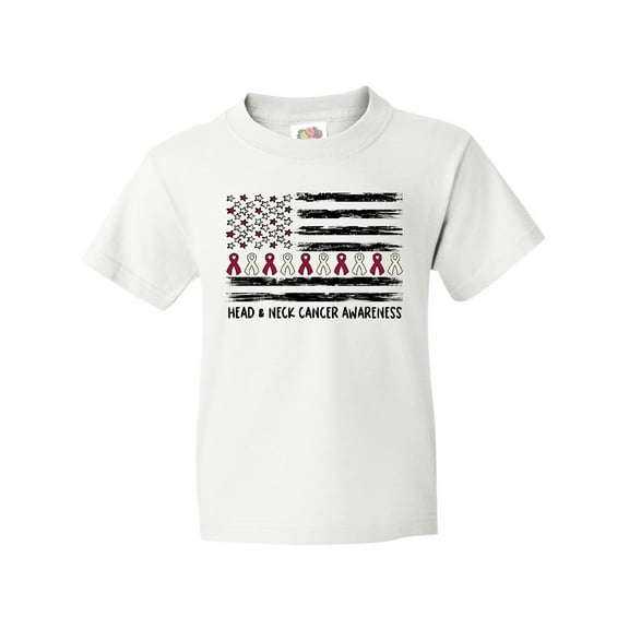Inktastic Head and Neck Cancer Awareness- Flag and Ribbon Youth T-Shirt