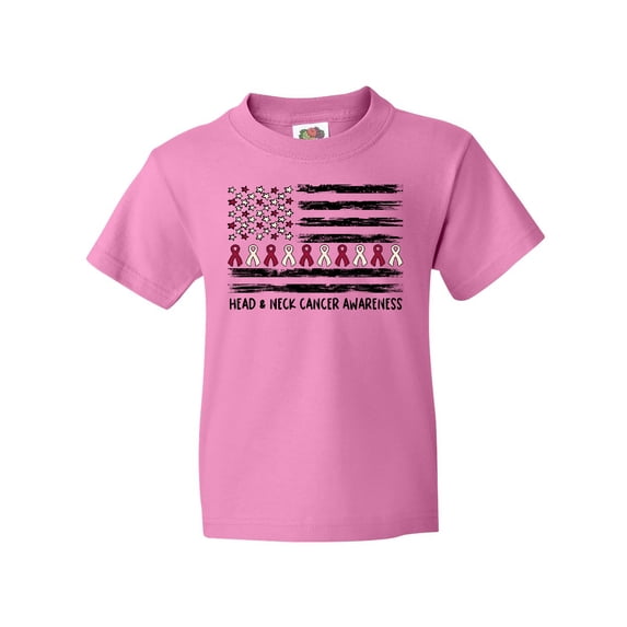 Inktastic Head and Neck Cancer Awareness- Flag and Ribbon Youth T-Shirt