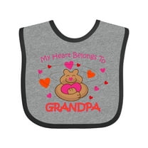 Inktastic Heart Belongs to Grandpa Girls Baby Bib
