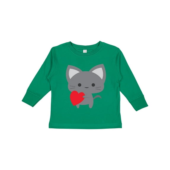 Inktastic Heart Cat Boys or Girls Long Sleeve Toddler T-Shirt
