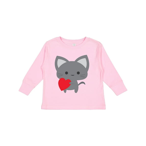 Inktastic Heart Cat Boys or Girls Long Sleeve Toddler T-Shirt