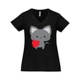 thumbnail image 1 of Inktastic Heart Cat Women's Plus Size V-Neck T-Shirt, 1 of 5