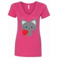 thumbnail image 1 of Inktastic Heart Cat Women's V-Neck T-Shirt, 1 of 5