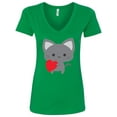 thumbnail image 1 of Inktastic Heart Cat Women's V-Neck T-Shirt, 1 of 5