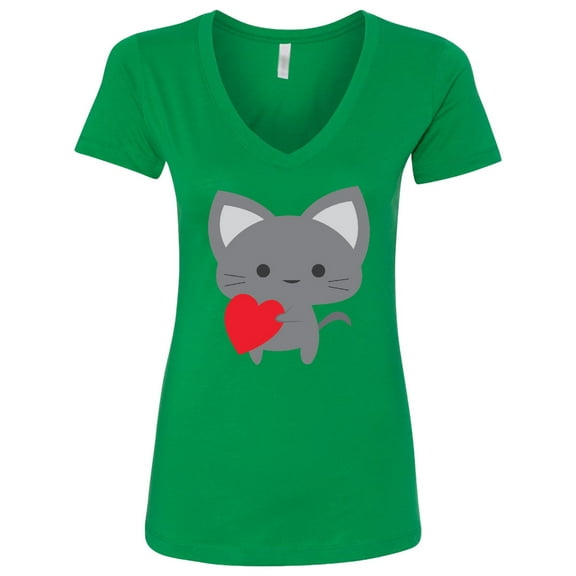 Inktastic Heart Cat Women's V-Neck T-Shirt