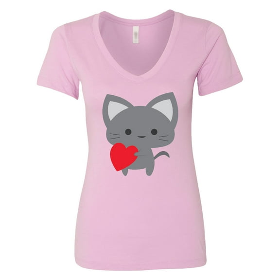 Inktastic Heart Cat Women's V-Neck T-Shirt