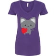 thumbnail image 1 of Inktastic Heart Cat Women's V-Neck T-Shirt, 1 of 5