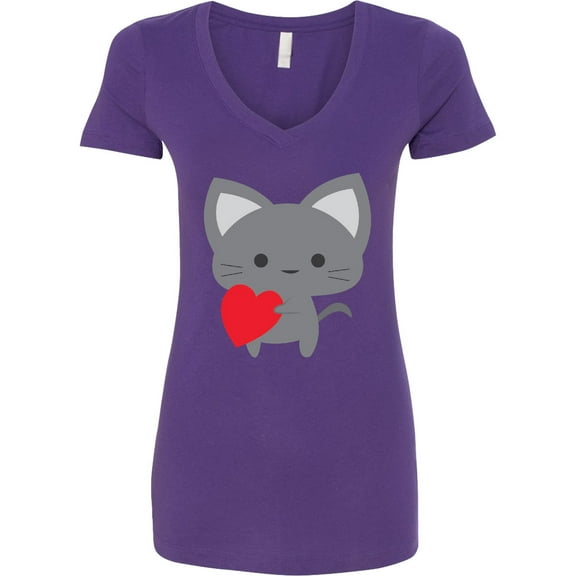 Inktastic Heart Cat Women's V-Neck T-Shirt