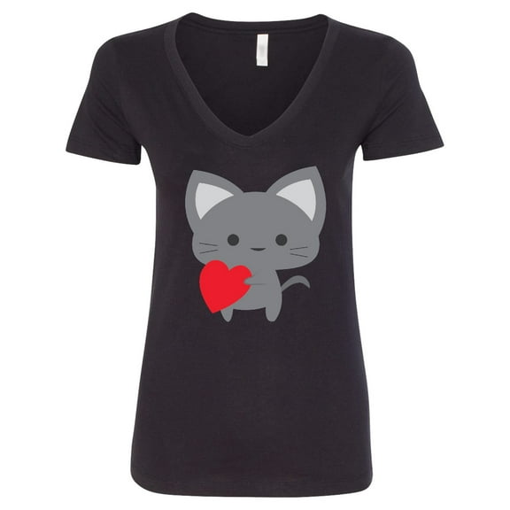 Inktastic Heart Cat Women's V-Neck T-Shirt