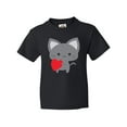 thumbnail image 1 of Inktastic Heart Cat Youth T-Shirt, 1 of 5