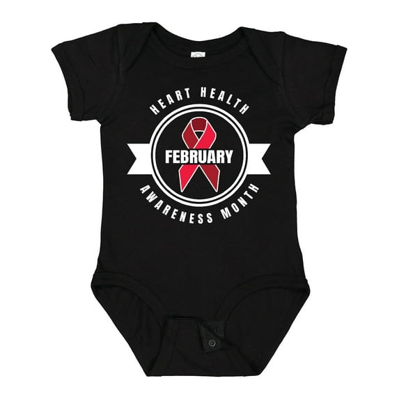 Inktastic Heart Health Awareness Month February with Red Ribbon Badge Boys or Girls Baby Bodysuit
