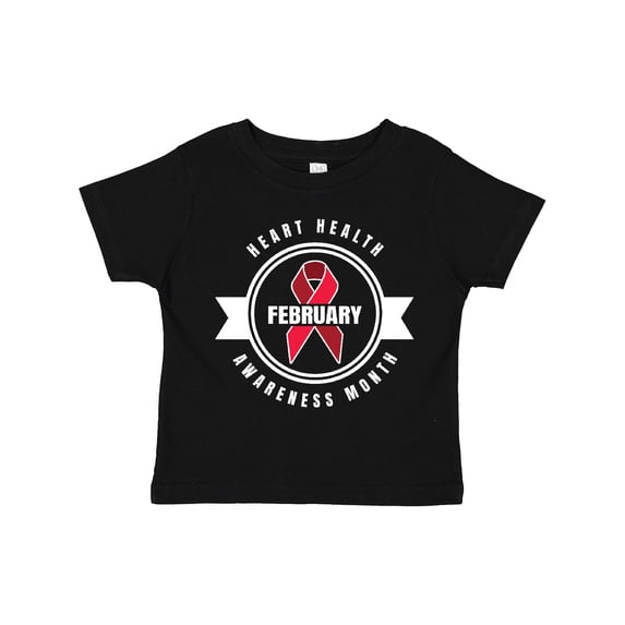 Inktastic Heart Health Awareness Month February with Red Ribbon Badge Boys or Girls Toddler T-Shirt