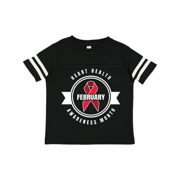 Inktastic Heart Health Awareness Month February with Red Ribbon Badge Boys or Girls Toddler T-Shirt