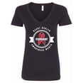 thumbnail image 1 of Inktastic Heart Health Awareness Month February with Red Ribbon Badge Women's V-Neck T-Shirt, 1 of 5