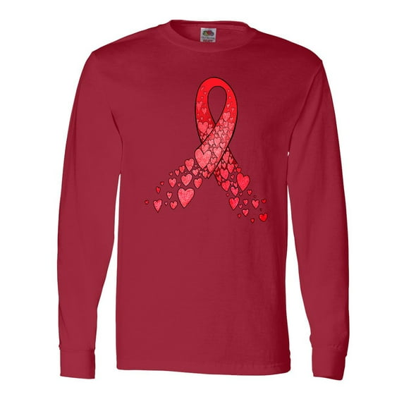 Inktastic Heart Health Awareness Red Ribbon Made of Hearts Long Sleeve T-Shirt