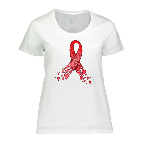 Inktastic Heart Health Awareness Red Ribbon Made of Hearts Women's Plus Size T-Shirt
