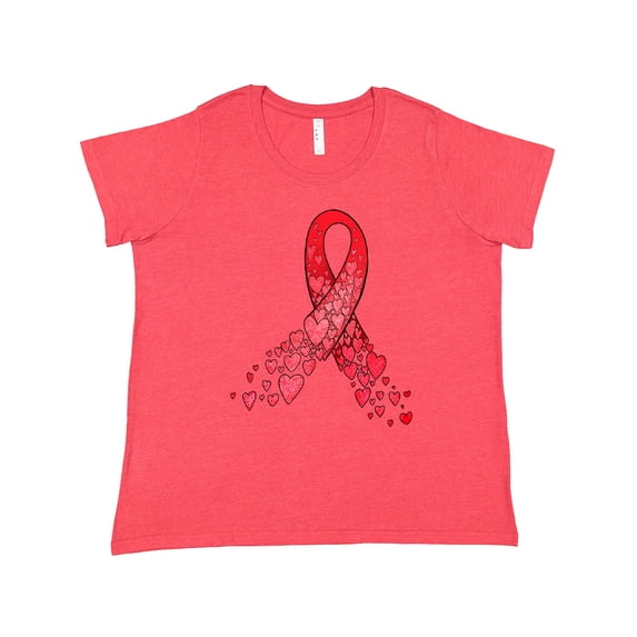 Inktastic Heart Health Awareness Red Ribbon Made of Hearts Women's Plus Size T-Shirt