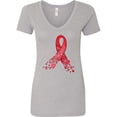 thumbnail image 1 of Inktastic Heart Health Awareness Red Ribbon Made of Hearts Women's V-Neck T-Shirt, 1 of 5