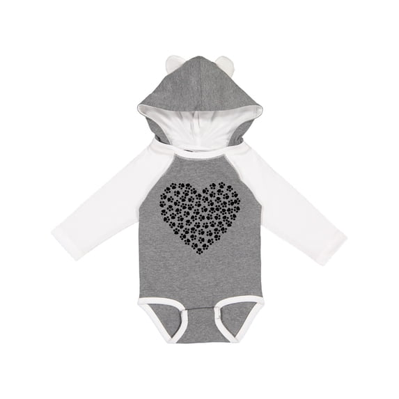 Inktastic Heart Made Of Paws, Dog Paws, Puppy Paws - Black Boys or Girls Long Sleeve Baby Bodysuit