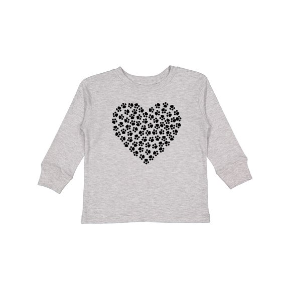 Inktastic Heart Made Of Paws, Dog Paws, Puppy Paws - Black Boys or Girls Long Sleeve Toddler T-Shirt