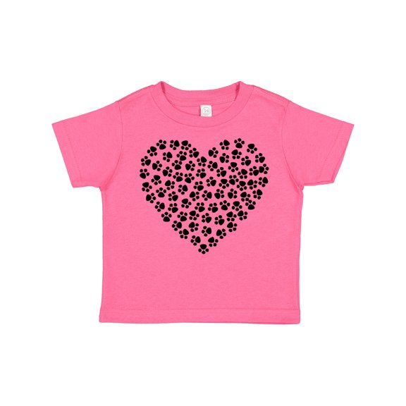Inktastic Heart Made Of Paws, Dog Paws, Puppy Paws - Black Boys or Girls Toddler T-Shirt