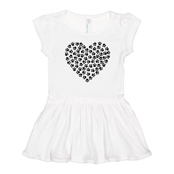 Inktastic Heart Made Of Paws, Dog Paws, Puppy Paws - Black Girls Toddler Dress