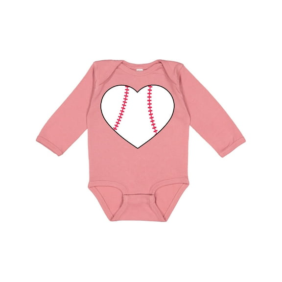 Inktastic Heart Shaped Baseball Boys or Girls Long Sleeve Baby Bodysuit