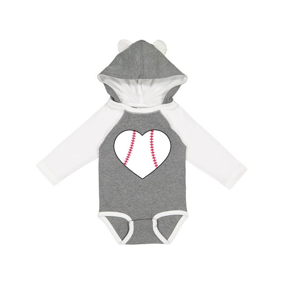 Inktastic Heart Shaped Baseball Boys or Girls Long Sleeve Baby Bodysuit