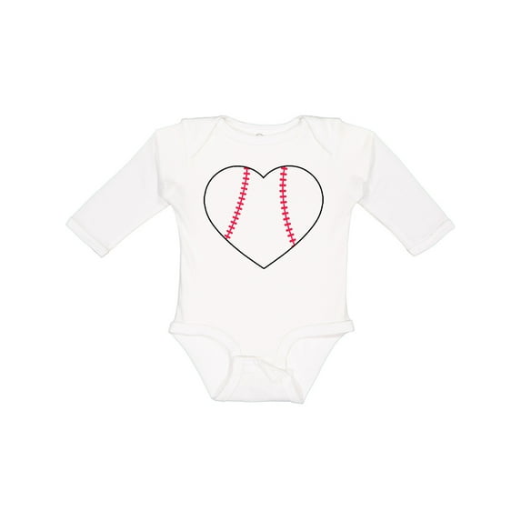 Inktastic Heart Shaped Baseball Boys or Girls Long Sleeve Baby Bodysuit